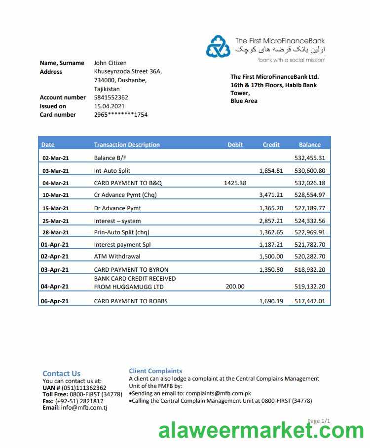 Tajikistan The First MicroFinance (FMFB) excel pdf